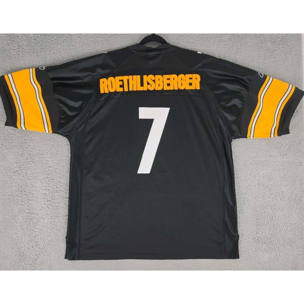 Reebok Authentic Jersey Ben Roethlisberger #7 Steelers Mens 52 XL 2XL Black NWOT